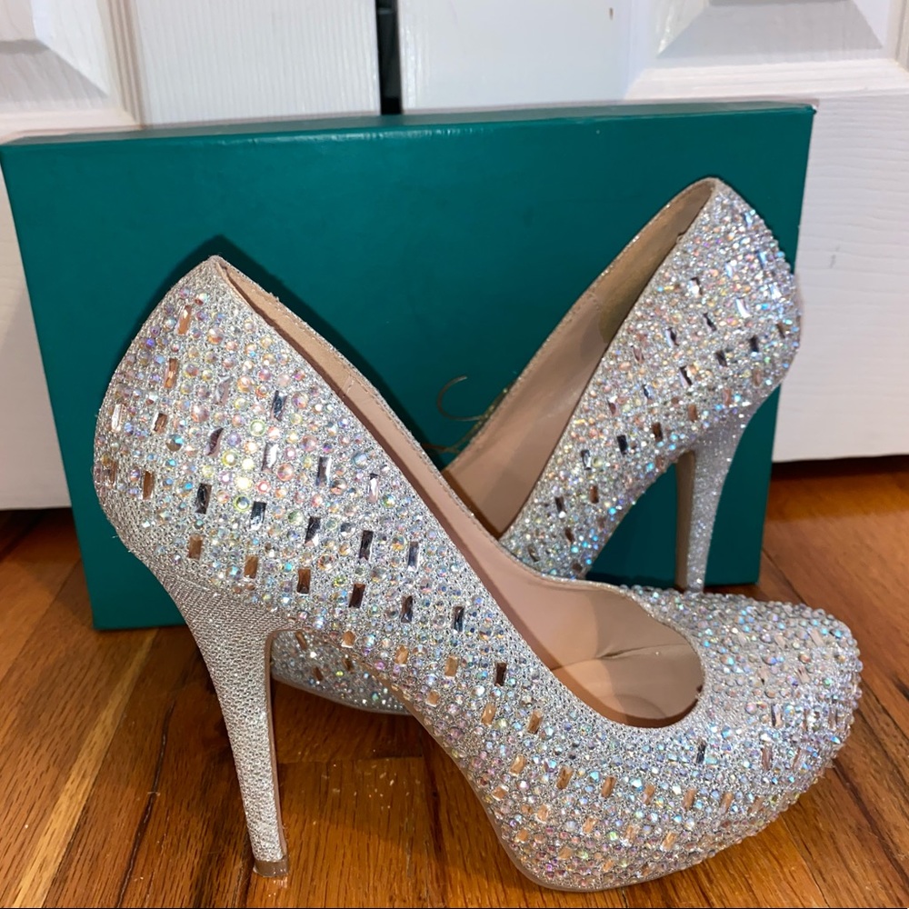 Lauren Lorraine Silver Platform Heels